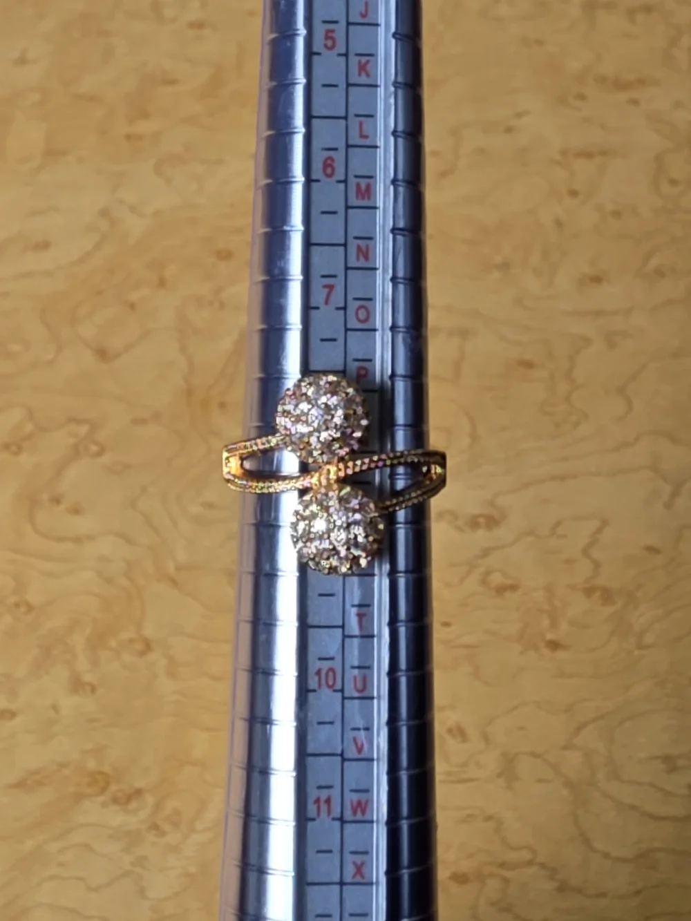 Source Unknown Rose Gold Plated Over Brass Double Crystal Cluster Ring Size 8.5